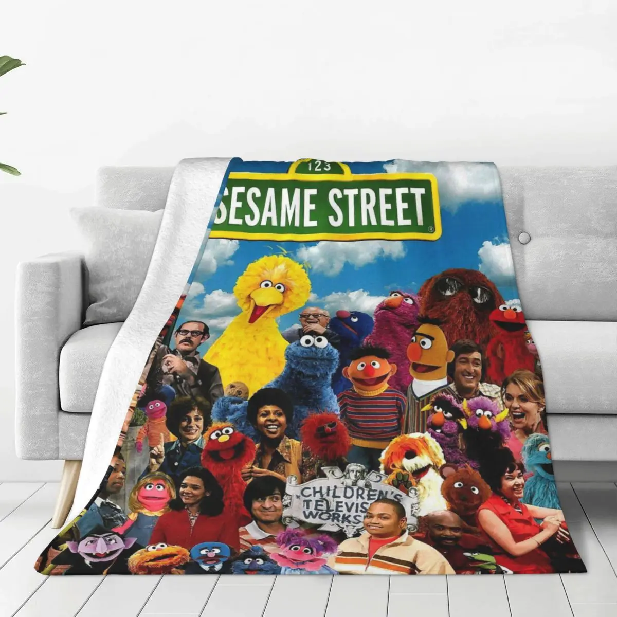 

Sesame Street Tv Cute Cartoon Blankets Flannel Autumn Cookie Monster Big Bird Soft Throw Blanket for Home Travel Rug Piece