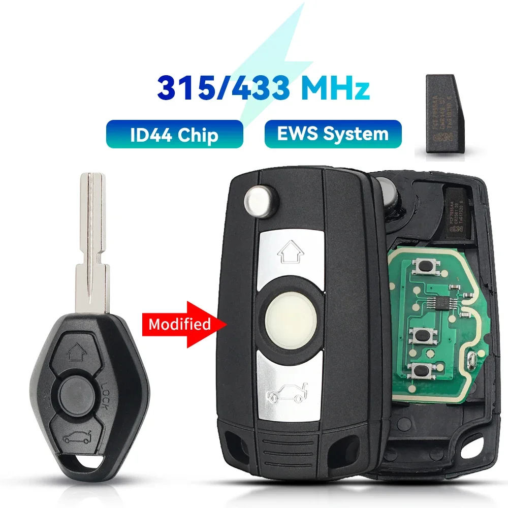

KEYYOU 1 шт. новая система EWS Автомобильный Дистанционный ключ для BMW E38 E39 E46 X3 X5 Z3 Z4 1/3/5/7 серии 315/433 МГц ID44 модифицированная версия