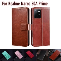 phone cover for realme narzo 50a prime case flip wallet leather stand protective hoesje book on realme narzo 50 a prime case bag