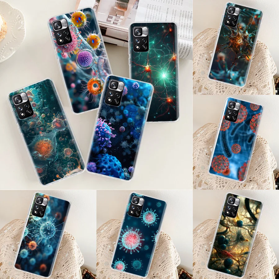 Чехол для телефона с микроскопом Virus Close up Xiaomi Redmi Note 13 Pro+ 5G 10 10A 10C 12 12C 9 9A 9C 9T 8 8A 7 7A 6 K60