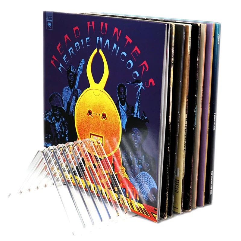 12-Slot Transparent Acrylic Record Stand Shelf Magazine CD Holder Vinly Album Diplay Storage Rack For the Records Collector