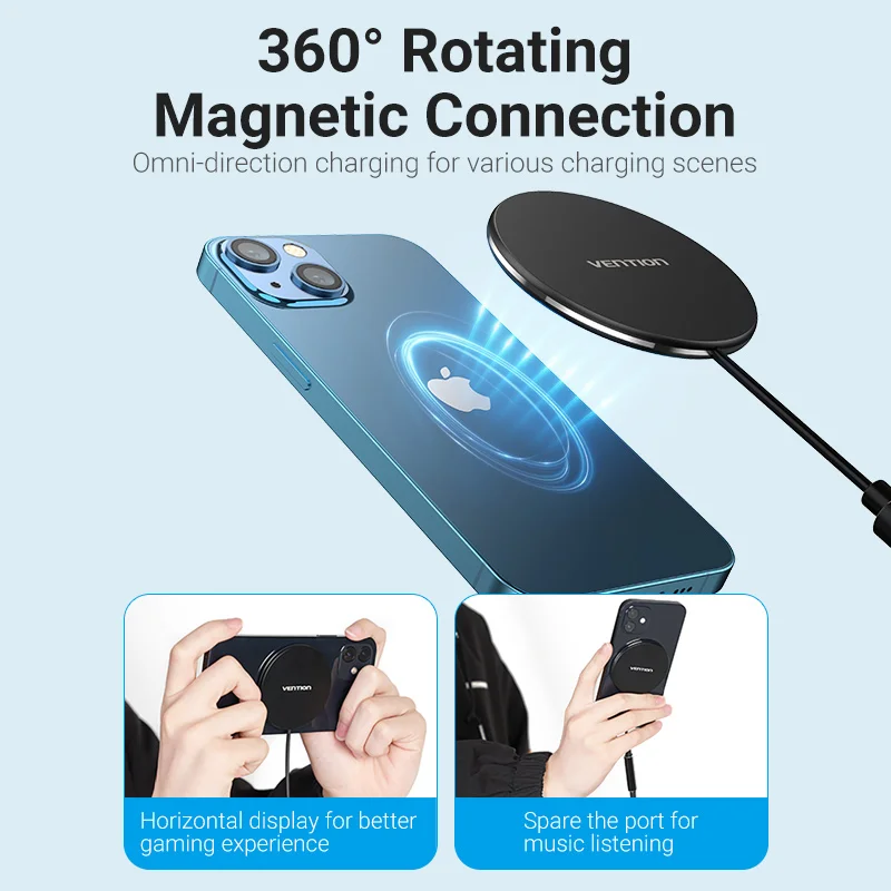 vention magnetic wireless charger for iphone 12 13 magnet induction charger for airpods pro xiaomi huawei 15w wireless charging free global shipping