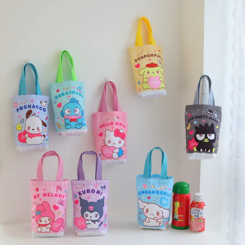 

Sanrioed Anime Kawaii My Melody Cinnamoroll Hangyodon Kuromi Pochacco Water Bottle Thermos Cup Bag Cartoon Portable Storage Bags