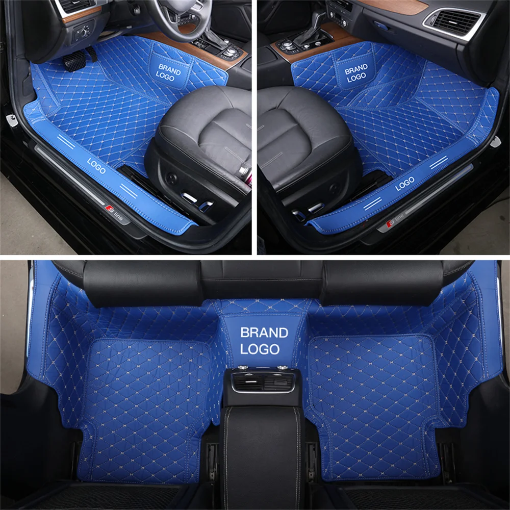 

Custom Fit Car Floor Mats accessories interior ECO Material For Specific Car Full set with Logo Single Layer Blue