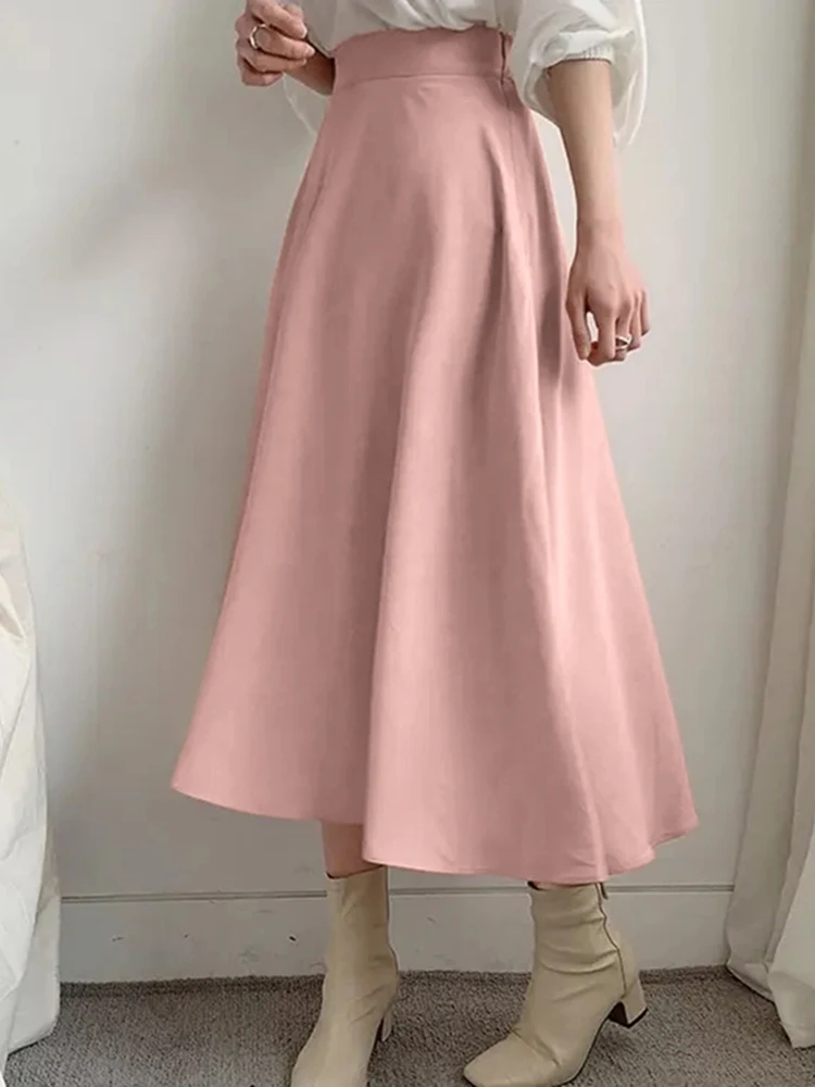 

2022 Summer Women Fashion Skirt ZANZEA Casual High Waist Party Midi Faldas Casual Solid Loose A Line Beach Saias Jupe Oversized