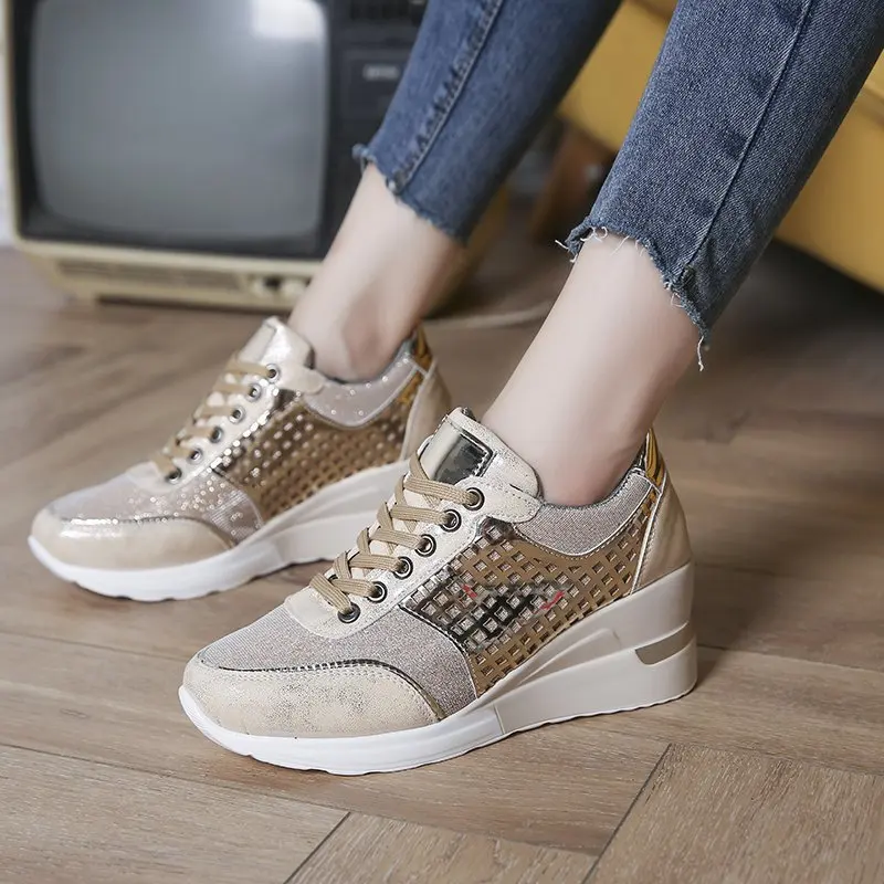 

2022 new large size women's shoes inner height-increasing sneakers women's Korean version of casual shoes women