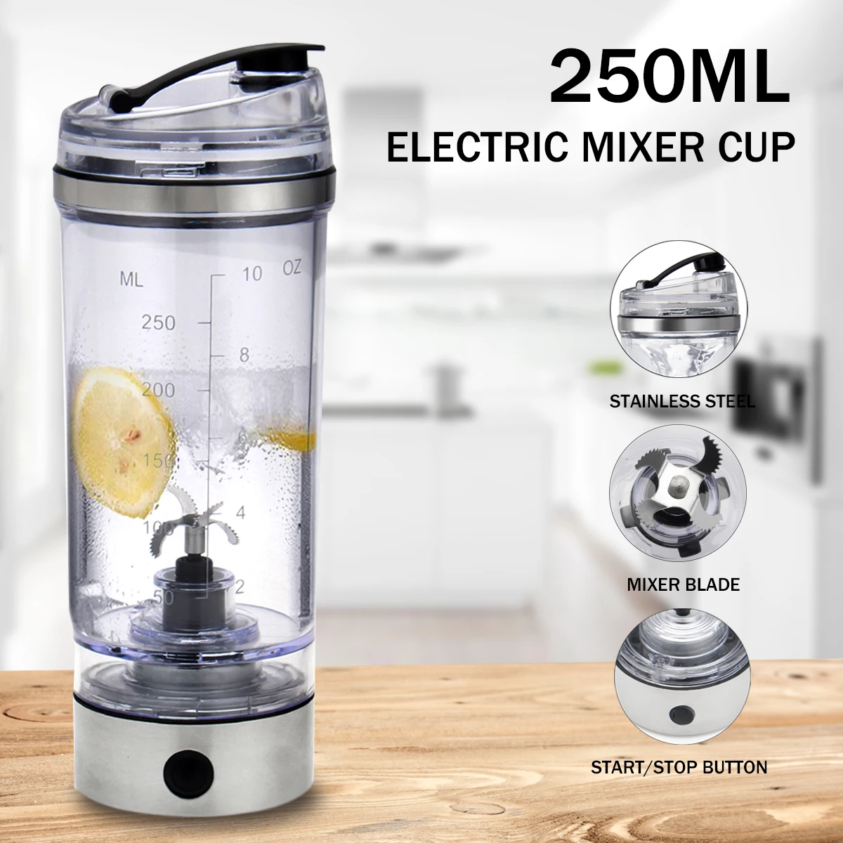 

250ML Electric Protein Shake Stirrer USB Shake Bottle Milk Coffee Blender Kettle Fitness Vortex Tornado Smart Mixer 2020 new