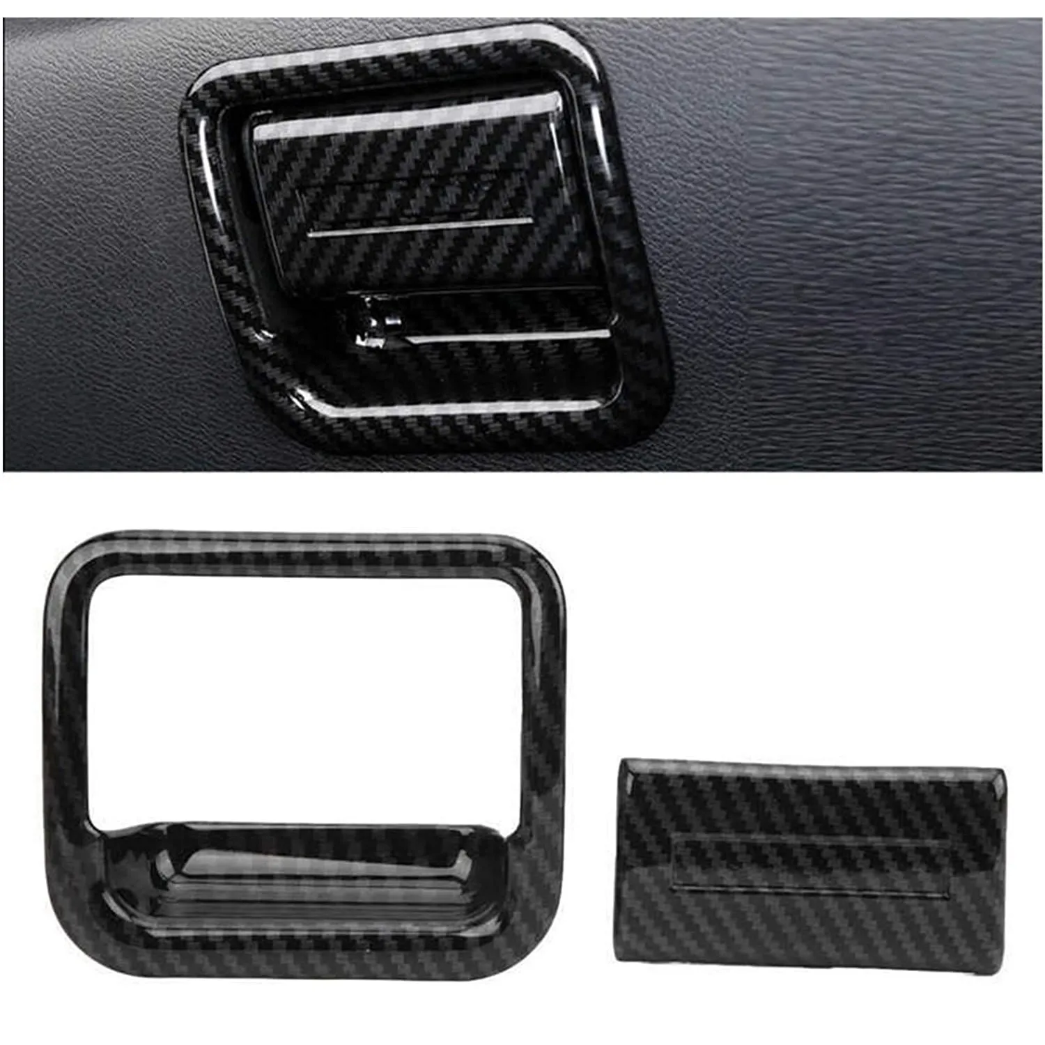 

for Nissan Navara Frontier NP300 2016-2021 Carbon Fibre Car Copilot Glove Box Handle Bowl Cover Trim Decor Accessories