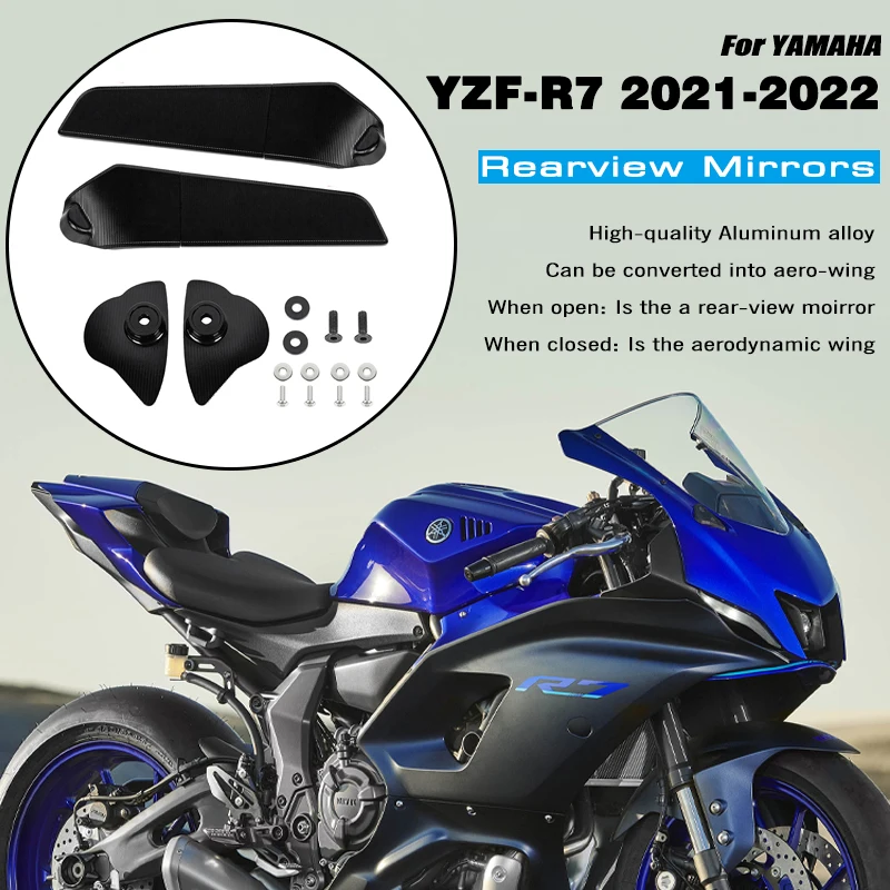 MKLIGHTECH For YAMAHA YZF-R7 YZFR7 YZF R7 2021 2022 Rearview Mirrors Wind Wing Adjustable Rotating Side Mirror Winglet