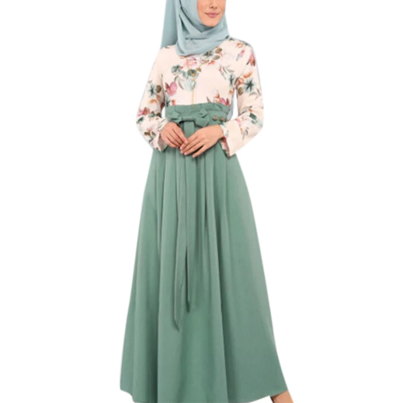 Мусульманское платье Рамадан, Арабская женская одежда на Ближний Восток, модное Цветочное платье, длинное платье для вечевечерние