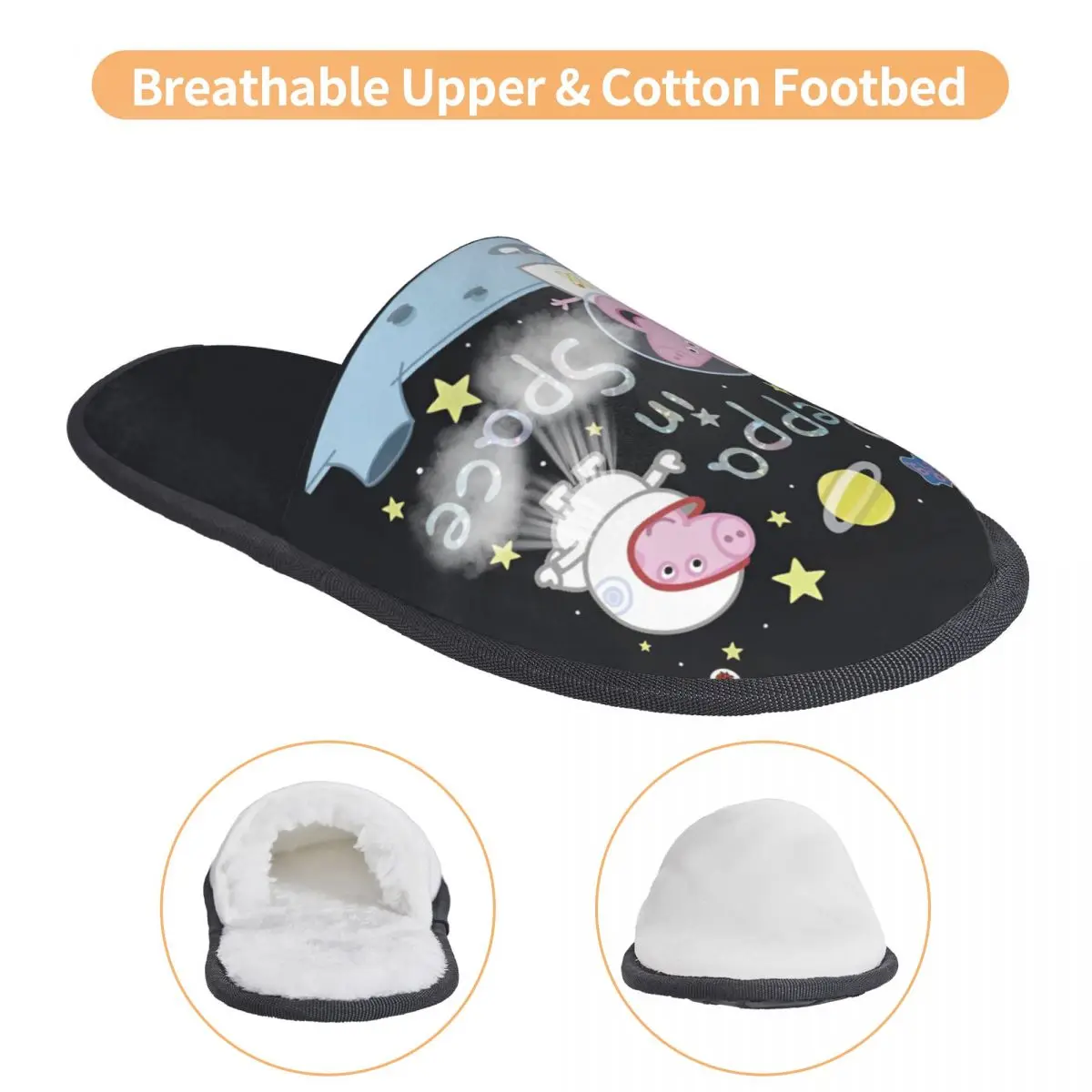 Домашние хлопковые тапочки Свинка Пеппа нескользящие мягкие домашние меховые