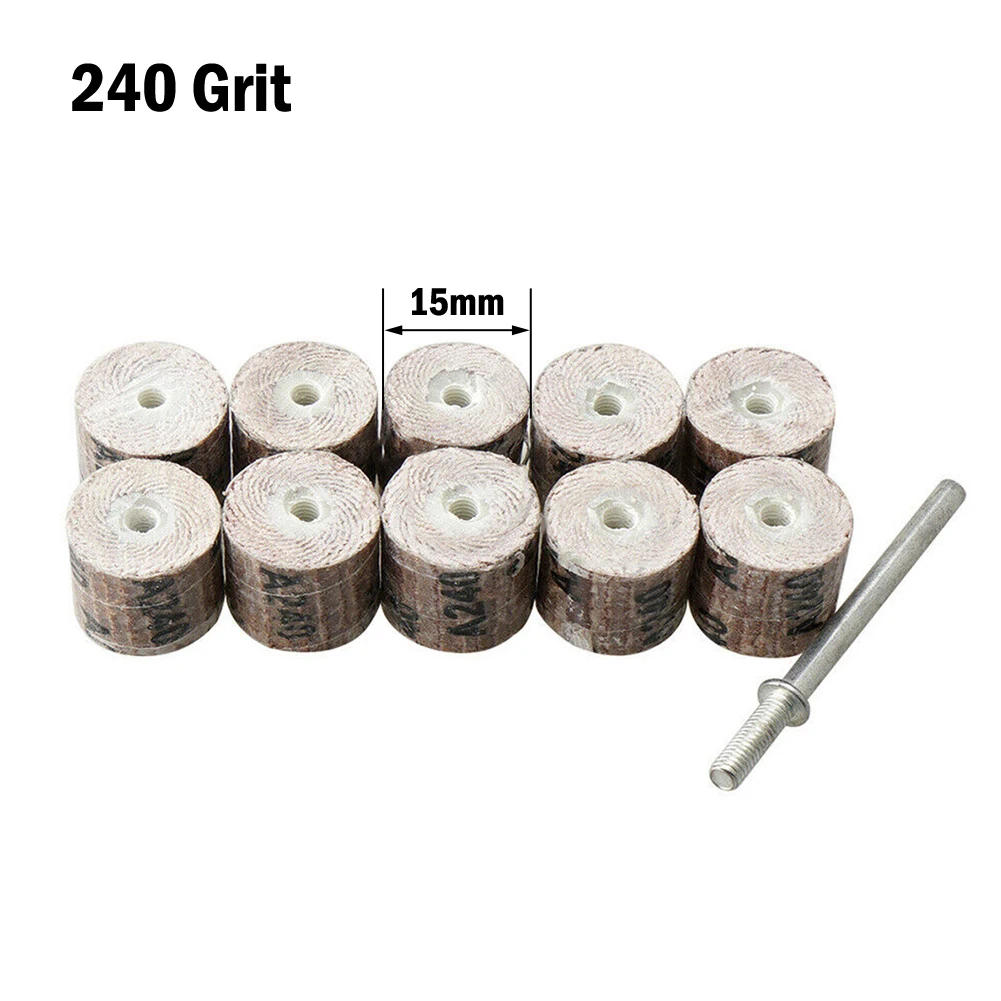 

10pcs Mini Abrasive Tools 15mm Flap Wheel Disc With 3mm Shank Grinding Wheel Head Mandrel Rotary Tool Sanding Sandpaper Grinding