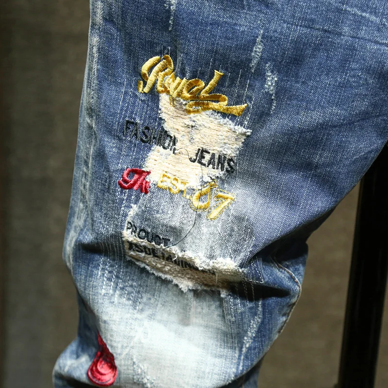 Men's Jeans Retro Slim Fit Denim Pants Bicycle Stretch High Quality Men's Straight Tube Casual Designer Brand Street Apparel