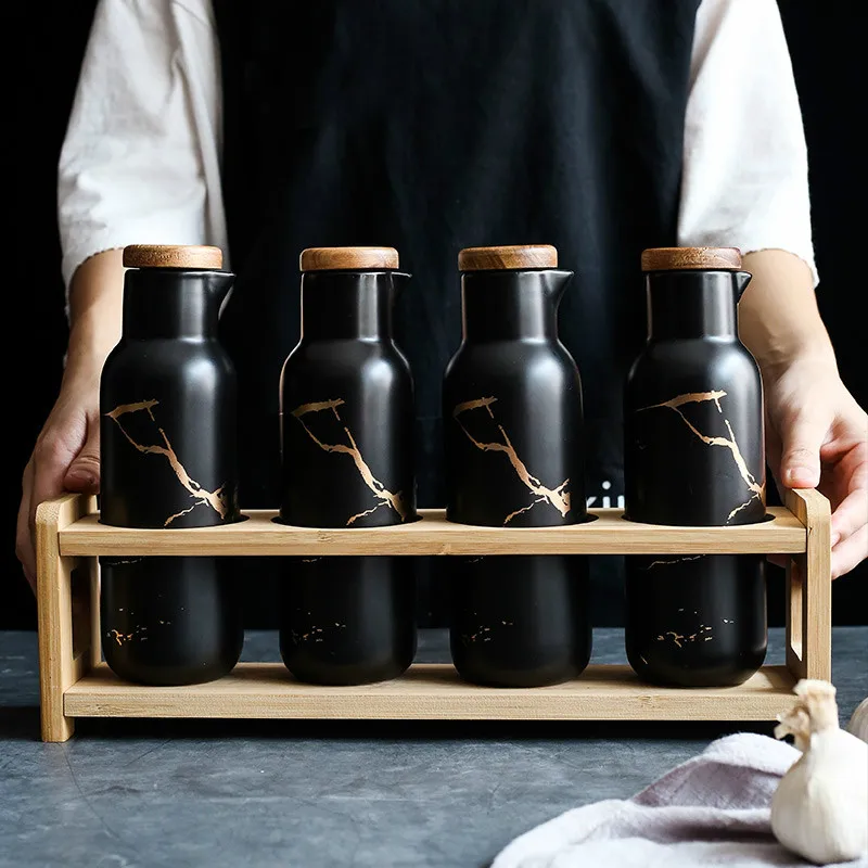Керамика под мрамор емкость для бутылки 380 мл контейнер хранения уксуса