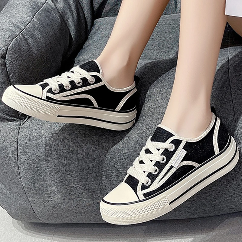 

Summer Casual Lace Up Women Sneakers Platform Fashion Sandals Autumn New Canvas Shoes 2022 Flats Women Brand Dress Cozy Sandals