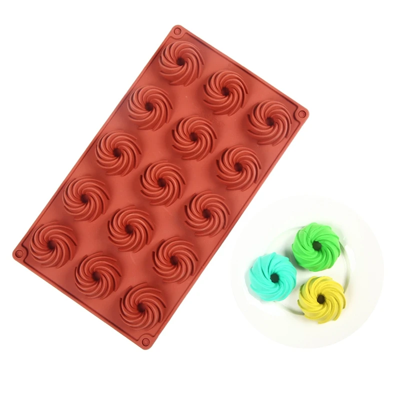 

15 Cavities Silicone Small Spiral-shaped Cake Mould Donut Mousse Mould Cookie Candy Baking Moulds Useful Kitchen Baking Gadgets