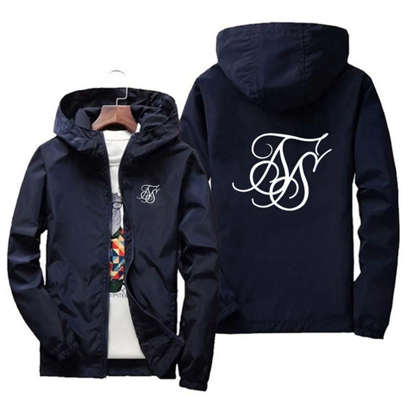 

2022 Sik Silk Spring autumn jacket men's lightweight hooded zipper waterproof jacket windproof and warm casual fashion men's jac