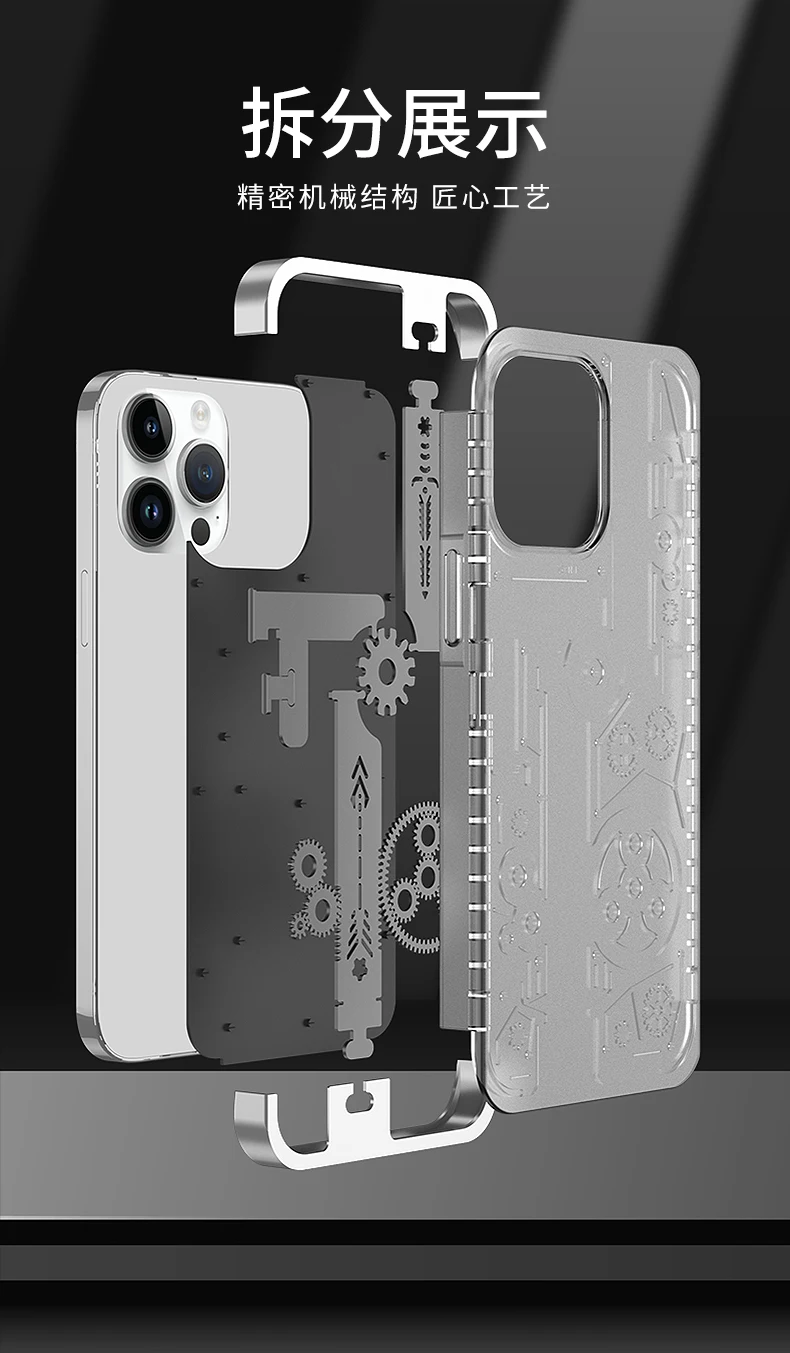 Original Wireless Charging Magnetic Phone Case For iPhone 14 Pro Max 13 12 Pro Max Metal Armor Shockproof Transparent Back Cover