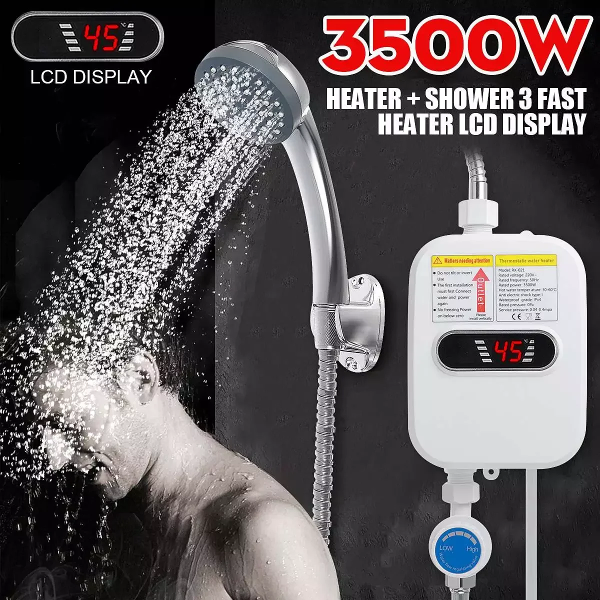 

Проточный водонагреватель для душа, 3500 Вт, 110 В, 220 В, 3S