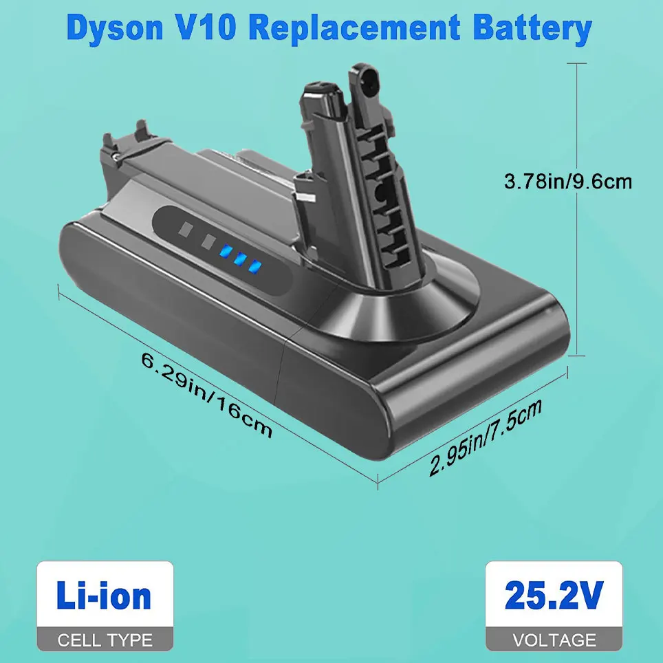

2022 [Upgrade] 25.2V 88.2Wh is suitable for Dyson Cyclone V10 Animal V10Motorhead V10Total Clean Cordless Vacuum Cleaner