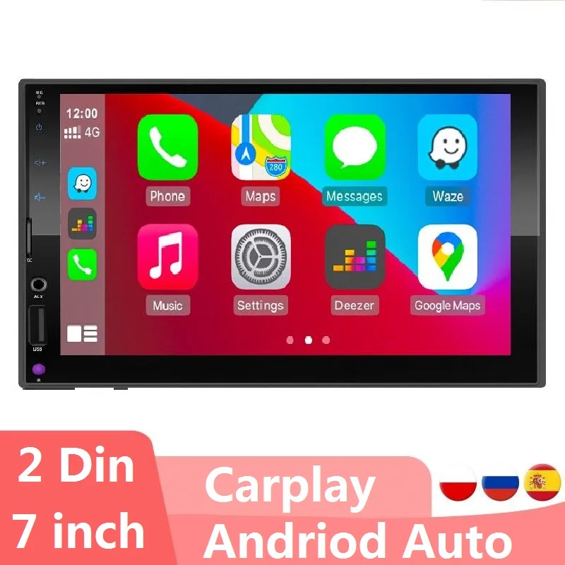 

Stereo Receiver Apple Carplay 2Din Car Radio Touch Screen Navigation Multimedia Player For Toyota Nissan Hyundai 7" Universal