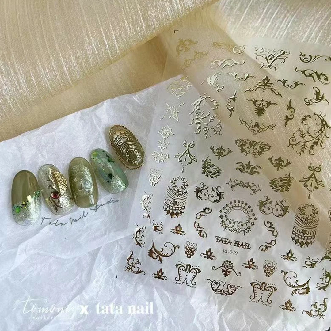 

Bronzing Laser Silver Stickers 3d Engraved Nail Sticker Nail Art Decorations Decorative Diy Nail Decals Design Korean Kawaii