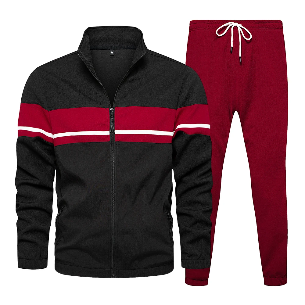 

Autumn New Men Tracksuit Casual Jogger Sets Patchwork Jacket+Pants 2 Piece Set Zipper Men's Sportswear Gyms Sweat Suit Clothing