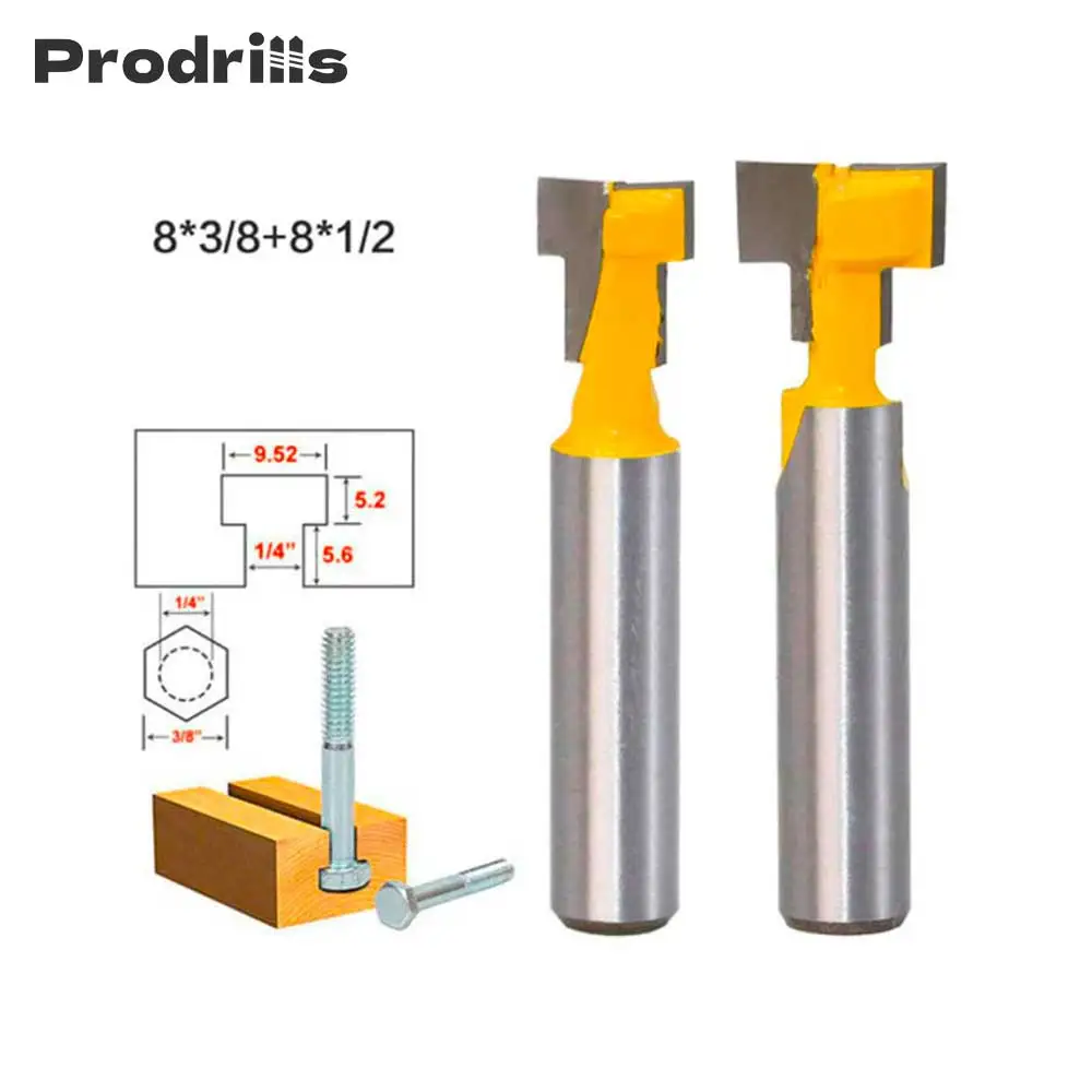 

Фреза с Т-образным пазом и хвостовиком 8 мм, 2 шт., фреза для шестигранного болта 1/4 дюйма