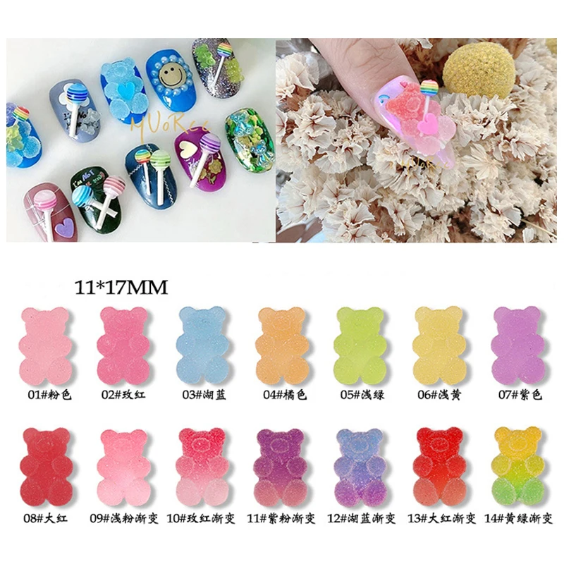 

20pcs Nail Resin Decoration Candy Color Matt Soft Acrylic Bears For Nail Manicure Beauty