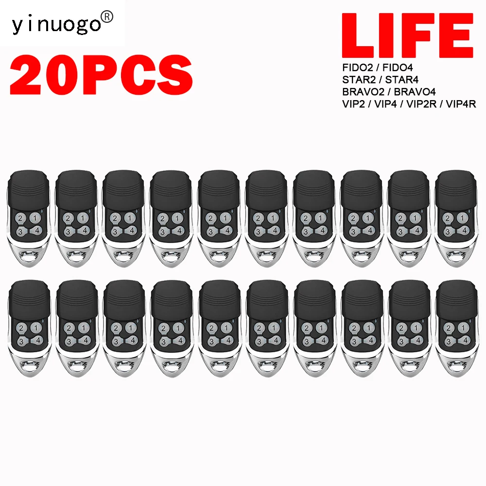 

20 PCS LIFE FIDO2 FIDO4 VIP2 VIP4 VIP2R VIP4R STAR2 STAR4 BRAVO2 BRAVO4 Garage Door Gate Remote Control 433.92MHz Rolling Code