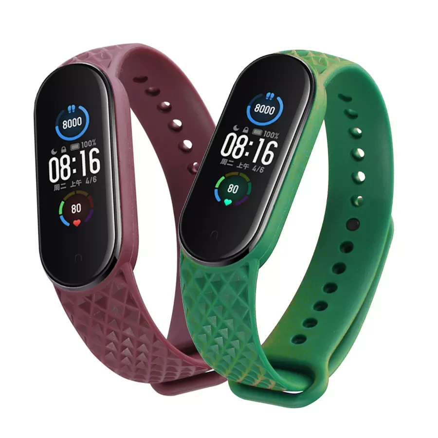 

Ремешок 3D для Xiaomi Mi Band 5 6, сменный Браслет Mi Band 5 6, спортивный браслет, дышащий браслет для Miband 5, Мягкий силикон