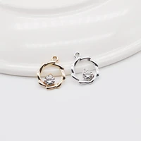 10 pc new arrival gold color round charms with rhinestone diy jewelry making pendants accessories 1721mm