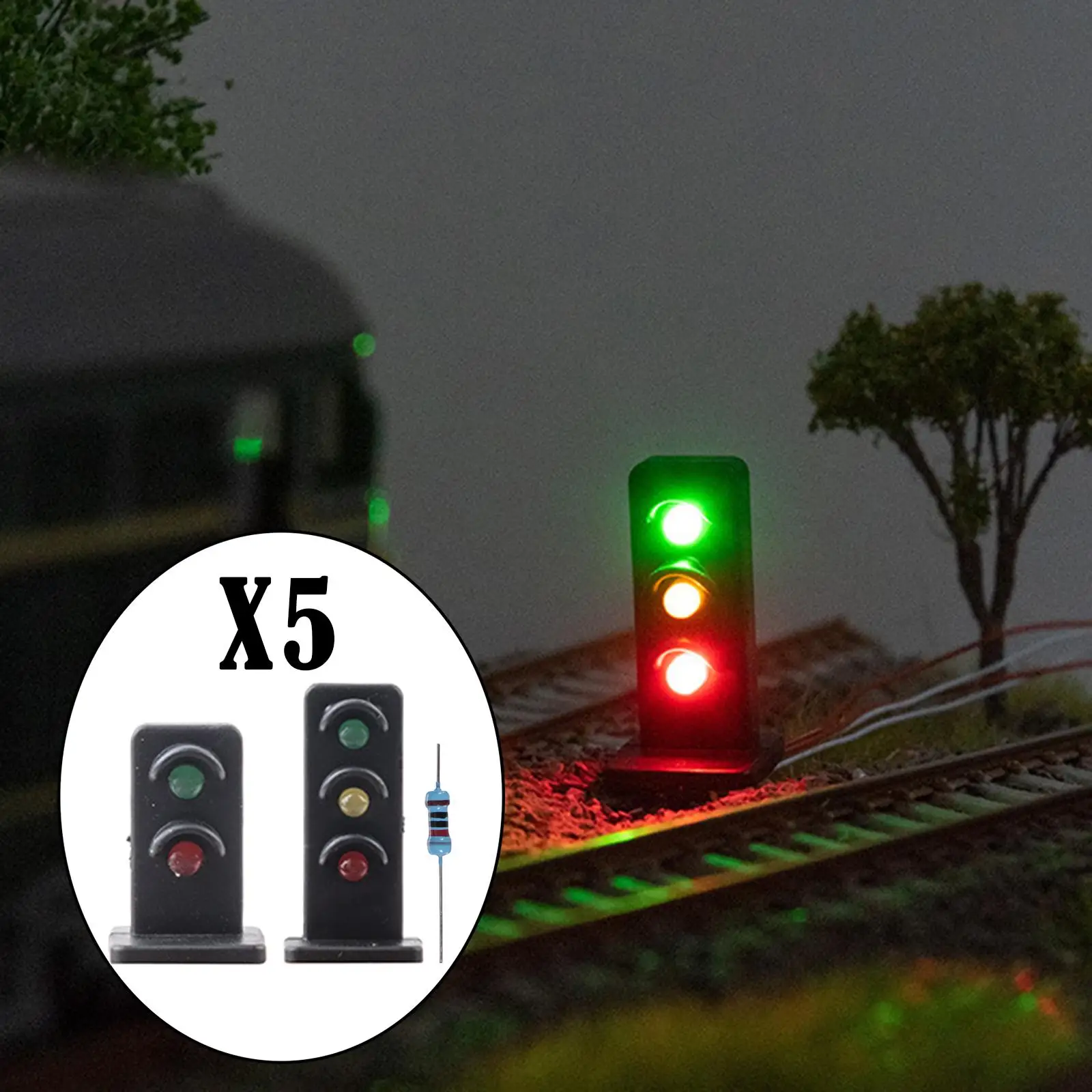 

5pcs 1:87 Train Model Traffic Light Lamp Micro Landscape Railway Model Decor