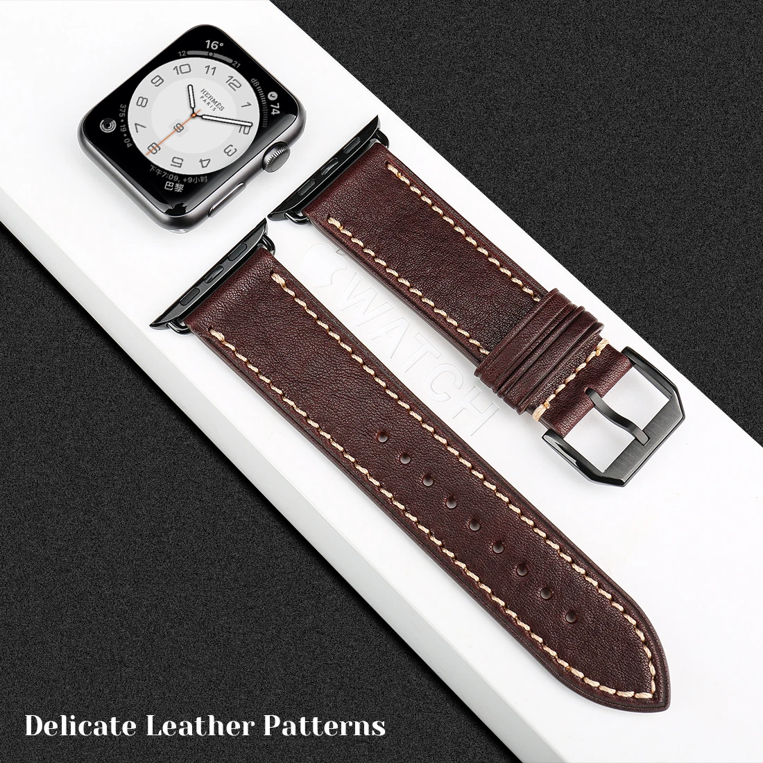 100% Genuine Cow Leather Loop Bracelet Belt Band For Apple Watch 7 6 SE 5 4 42MM 38MM 44MM 40MM Strap For iWatch 41MM 45MM