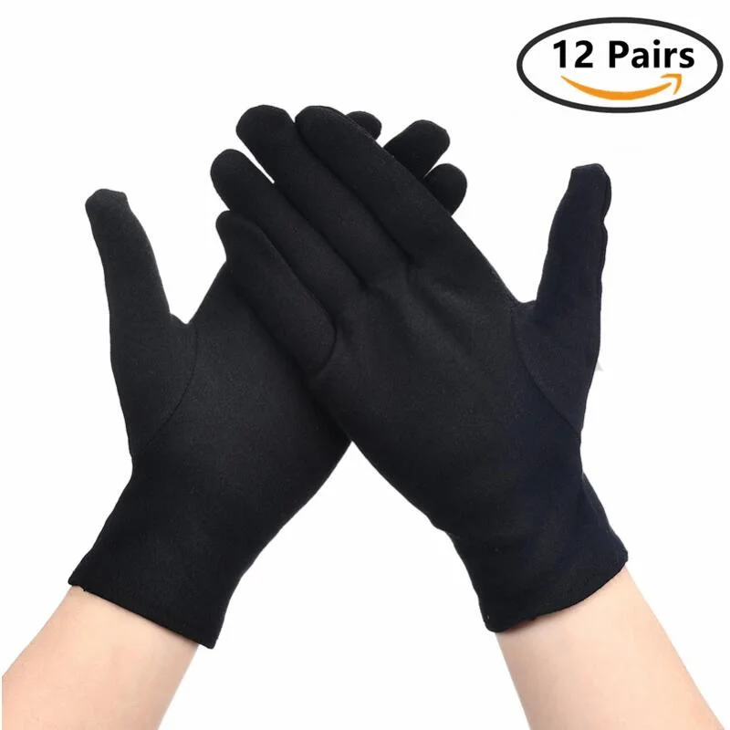 

Черные хлопковые перчатки 6/12 пар