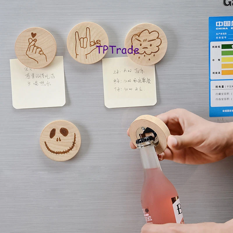 

200 шт., деревянные магнитные наклейки для холодильника