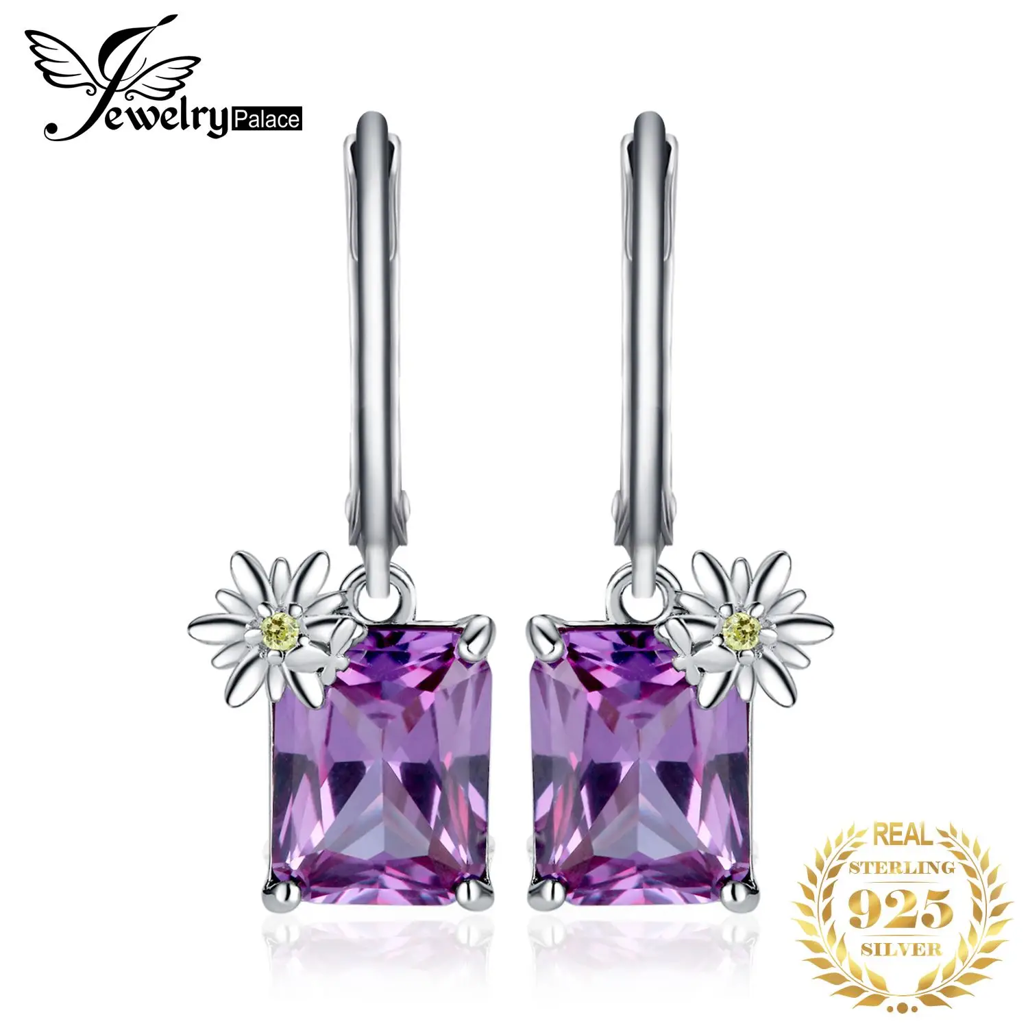 Новое поступление серебряные серьги-подвески с александритовым сапфиром карата