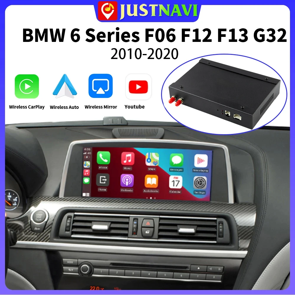 

JUSTNAVI Автомобильный мультимедийный беспроводной CarPlay для BMW 6 серии F06 F12 F13 G32 2010 - 2020 CIC NBT EVO с Android Авто Mirror Link