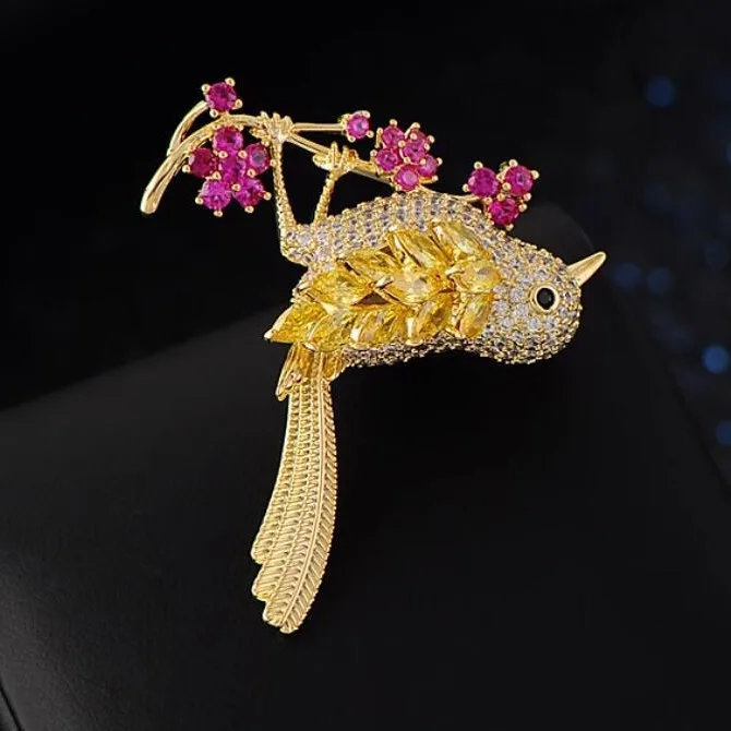 Цветные стразы в китайском стиле броши виде птицы сорока для женщин и мужчин