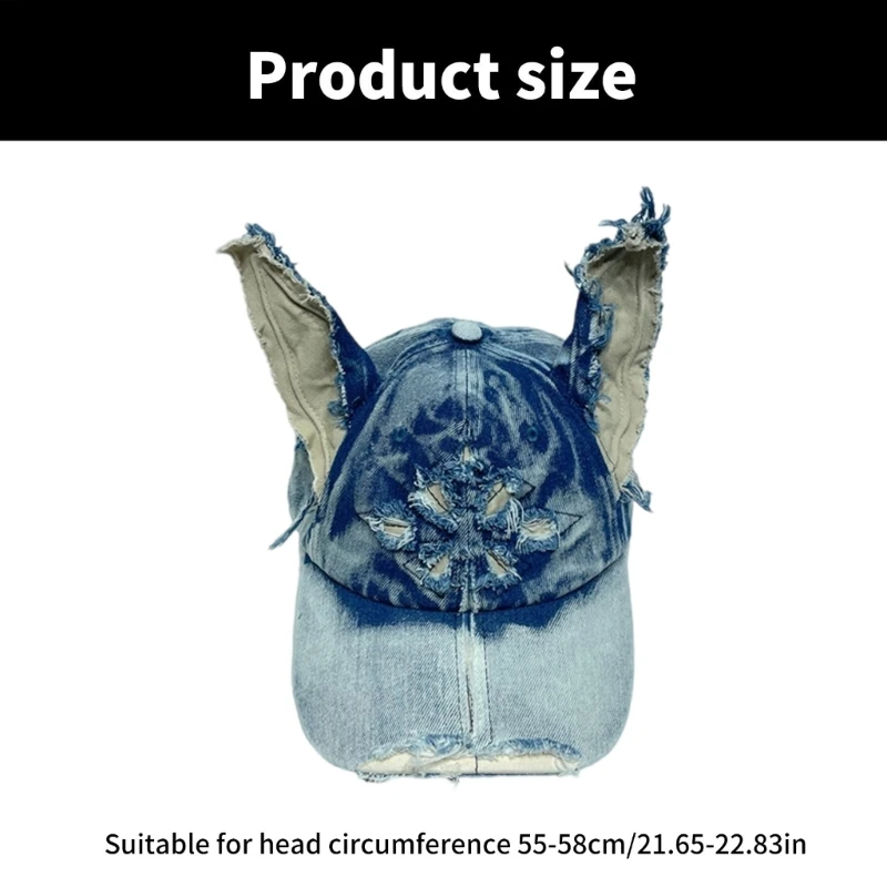 652F потертая бейсбольная кепка для девочек и мальчиков крутая с кроличьими ушками