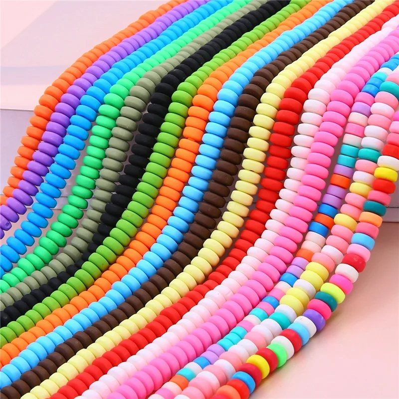 

4*7mm Approx 110Pcs Frosted Polymer Clay Beads Spacer Round Handmades Loose for Jewelry Making Necklace DIY Bracelet Beads