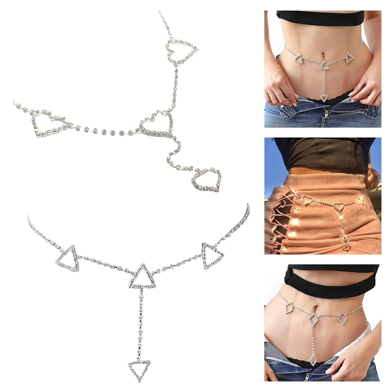 

Fashion Women Rhinestones Belly Waist Chain, Jewelry Accessories Bikini Body Jewelry Belly Body Chain for Women Girls
