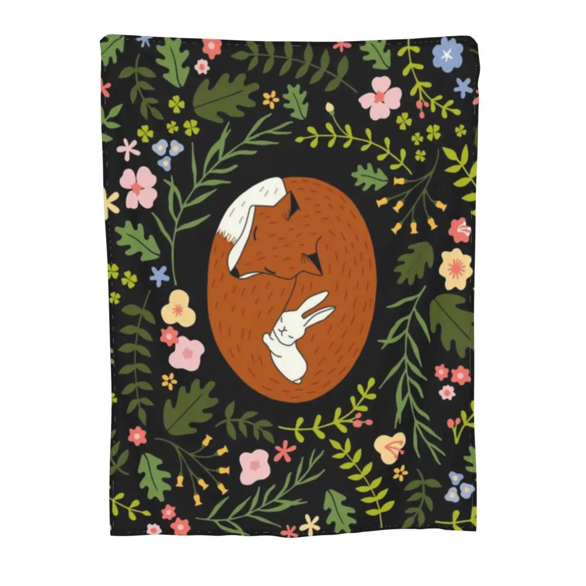 Супермягкое Флисовое одеяло дружба лиса-кролик BgBlack An