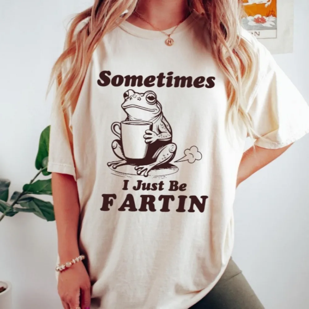 Фото Футболка с забавным принтом лягушки: Sometimes I Just Be Fartin, одежда в стиле Unhinged Frog, необычный ретро-костюм, прикольный подарок, женская одежда №1