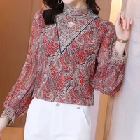 lace print shirt with cutout collar blouses womans tops ladies tops fashion blusas cortas sexy women o neck