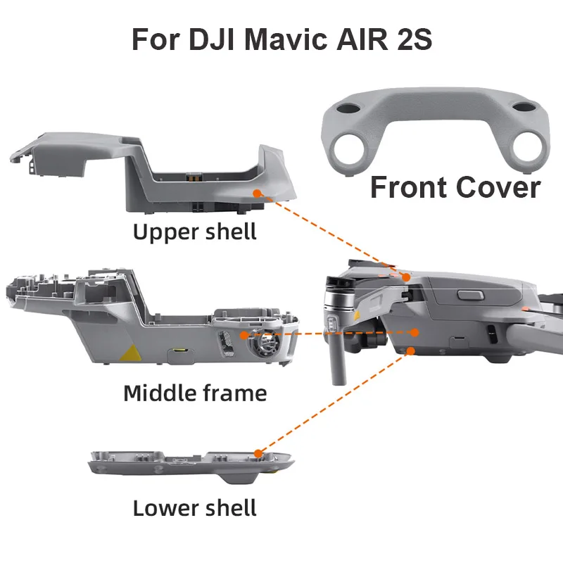 Coperchio anteriore originale per DJI Mavic Air 2S scocca coperchio superiore telaio centrale parti di ricambio di riparazione della calotta inferiore