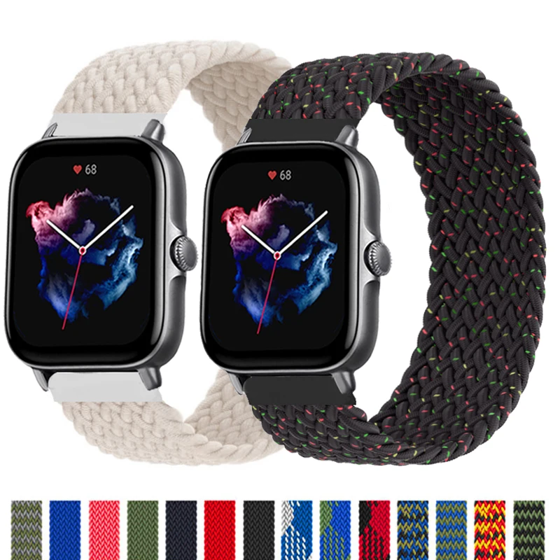 Ремешок 20 мм/22 мм для Amazfit GTS/2/2e/3/GTS2 Mini/GTR/3/Pro/GTR2/47 мм/stratos плетеный эластичный