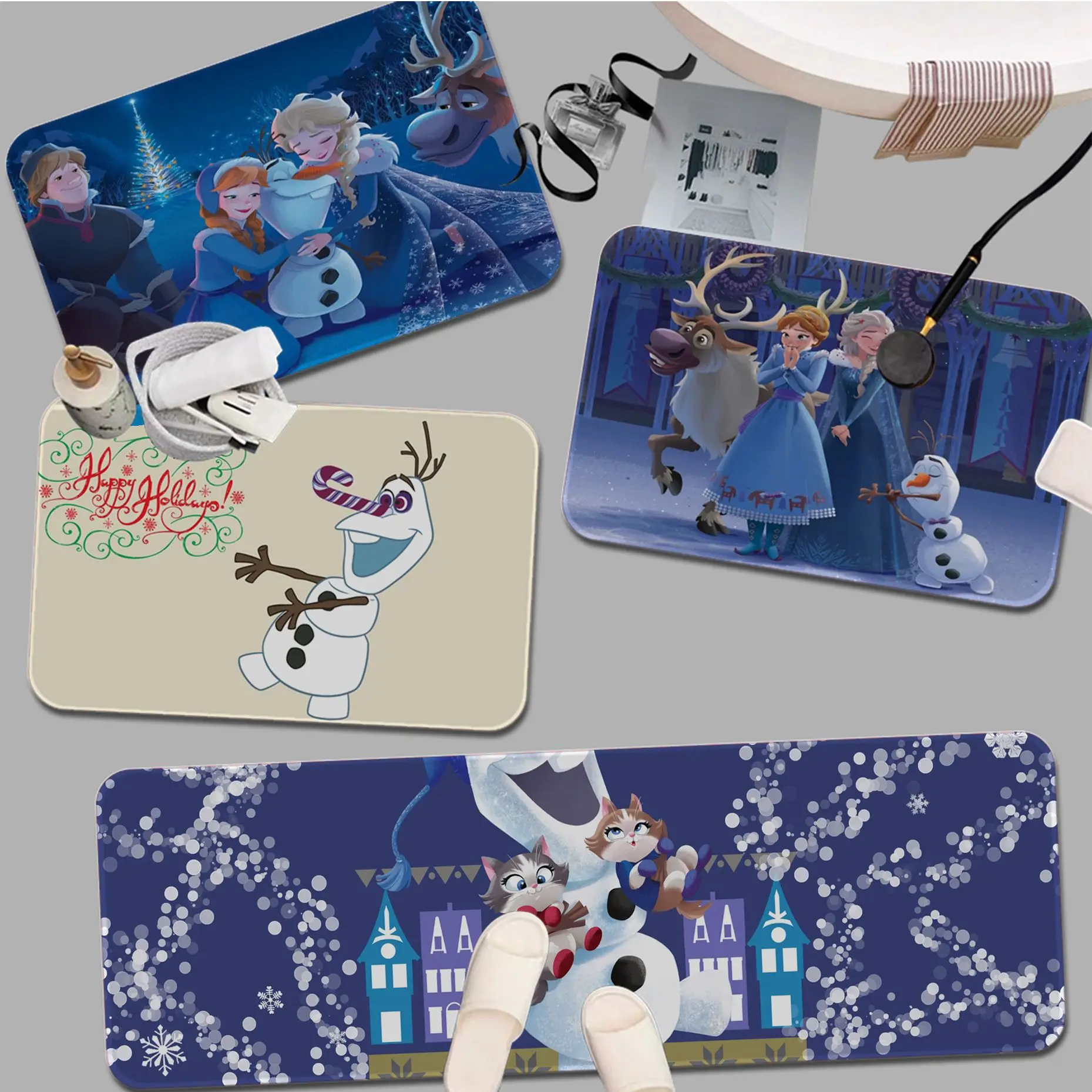 

Disney Olaf Snowman Frozen Hallway Carpet Anti-slip Absorb Water Long Strip Cushion Bedroon Mat Alfombra