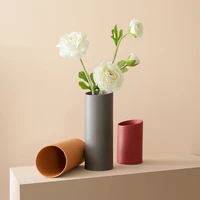 nordic style morandi color oblique cylindrical ceramic vase simple dried flower flower arrangement vase living room decoration