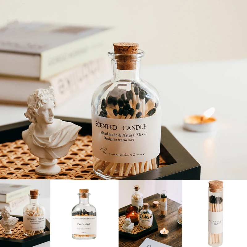 

Nordic Creative Literature and Art Ins Glass Bottle Matchstick Long Stick Aromatherapy Candle Ignition Photo Decoration Gifts